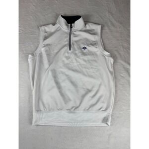 F&G Tech Golf Vest Mens Large White Weatherproof Sleeveless Quarter Zip Pullover